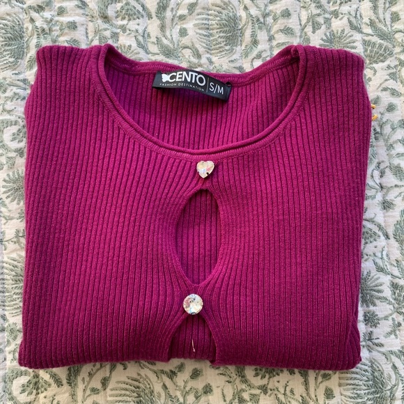 KNIT PETITE MAUVE TOP - Picture 2 of 3